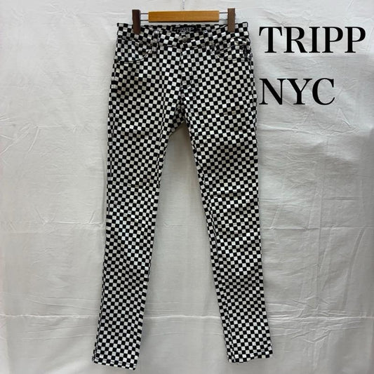 トリップニューヨークシティ TRIPP nyc ボトムス ボトムス ブロックチェック チェッカー スリム ストレッチ スキニー パンツ Y2K パンク 28インチ チェック 白 / ホワイト / white X 黒 / ブラック / black メンズ USED 古着 中古 50147823