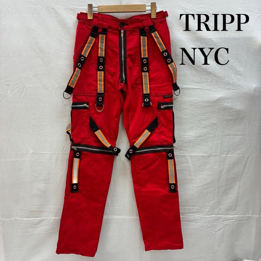 トリップニューヨークシティ TRIPP nyc ボトムス ボトムス ジップ ギミック リフレクター ボンテージ パンツ Y2K パンク 28インチ 赤 / レッド / red メンズ USED 古着 中古 50147824