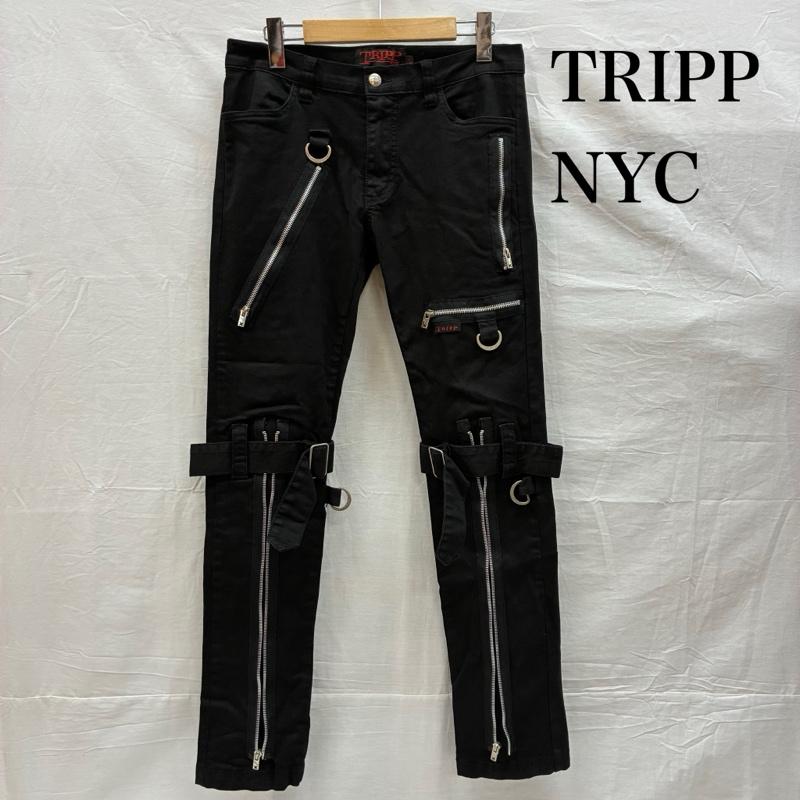 トリップニューヨークシティ TRIPP nyc ボトムス ボトムス ジップアップ ギミック ストレッチ スキニー ボンテージ パンツ Y2K パンク 28インチ 黒 / ブラック / black メンズ USED 古着 中古 50147825