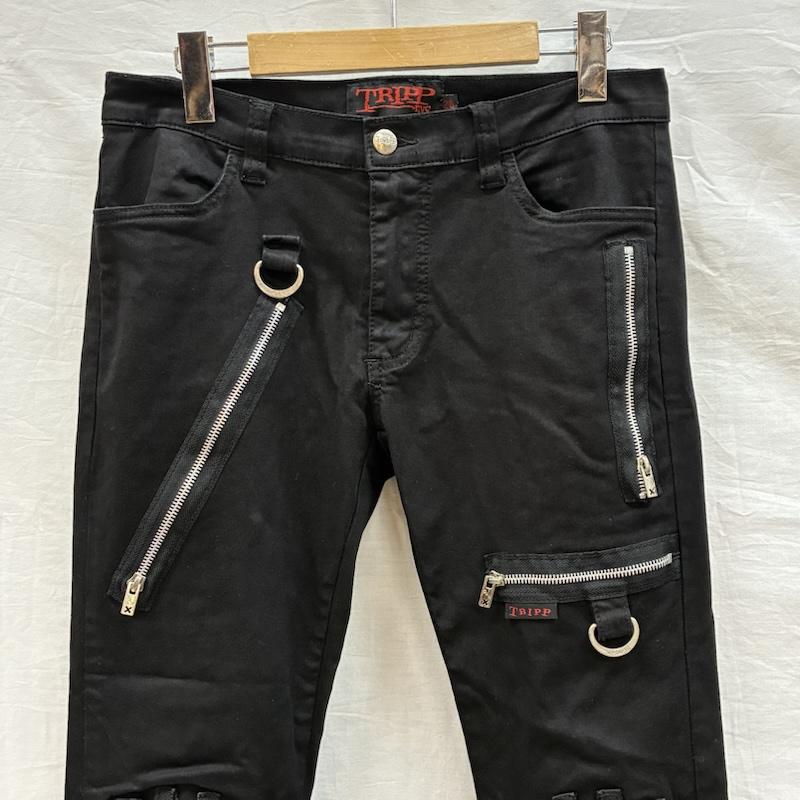 トリップニューヨークシティ TRIPP nyc ボトムス ボトムス ジップアップ ギミック ストレッチ スキニー ボンテージ パンツ Y2K パンク 28インチ 黒 / ブラック / black メンズ USED 古着 中古 50147825