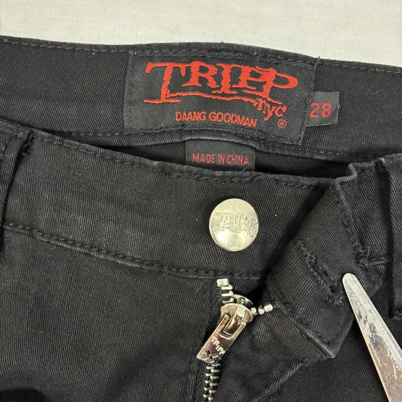 トリップニューヨークシティ TRIPP nyc ボトムス ボトムス ジップアップ ギミック ストレッチ スキニー ボンテージ パンツ Y2K パンク 28インチ 黒 / ブラック / black メンズ USED 古着 中古 50147825