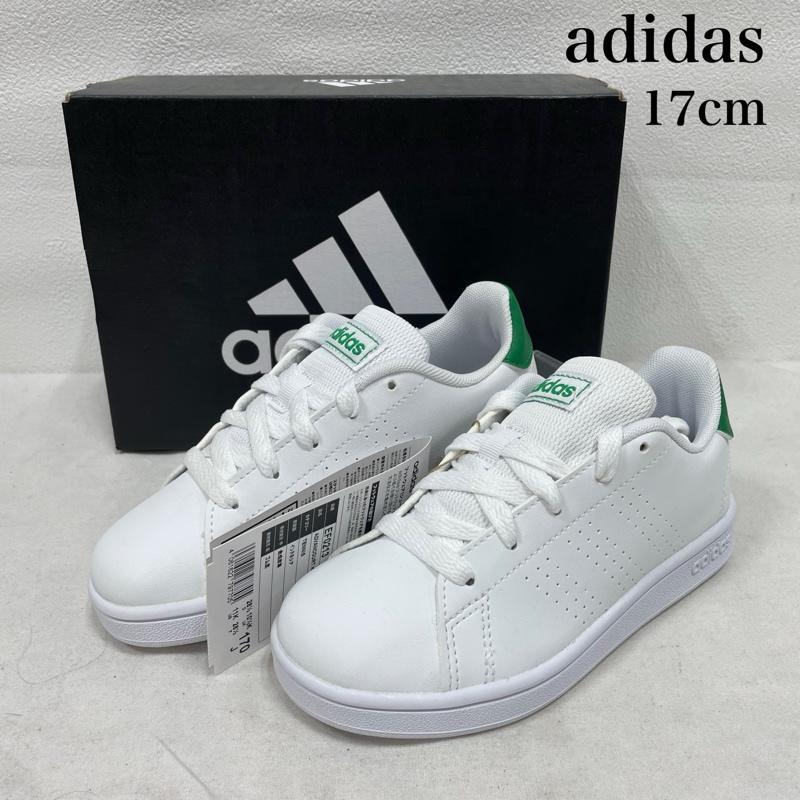 アディダス adidas スニーカー スニーカー アドバンコート ライフスタイル EF0213 キッズ レースアップ スニーカー 17cm 17.0cm ロゴ、文字 白 / ホワイト / white X 緑 / グリーン / green ボーイズ USED 古着 中古 50147835