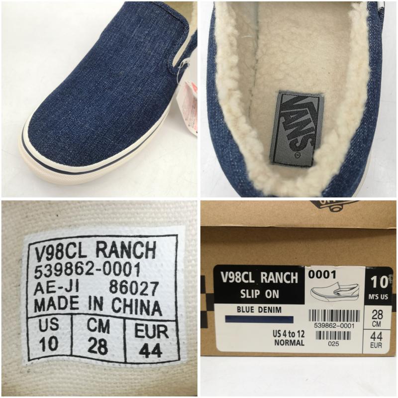 バンズ VANS スニーカー スニーカー V95CL RANCH SLIP ON スリッポン ボア デニム スニーカー 28.0cm インディゴ / インディゴ / Indigo メンズ USED 古着 中古 50147847