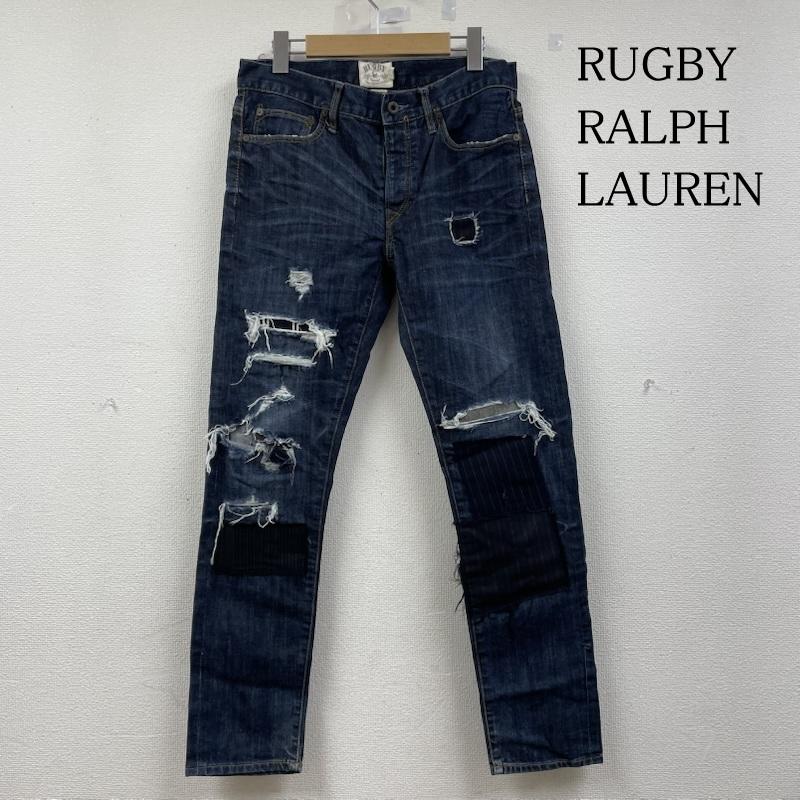 ラグビーラルフローレン RUGBYRALPHLAUREN パンツ デニム、ジーンズ デニム ジーパン ジーンズ ダメージ加工 クラッシュ ストレート ボタンフライ 26インチ  インディゴ / インディゴ / Indigo レディース USED 古着 中古 50147873
