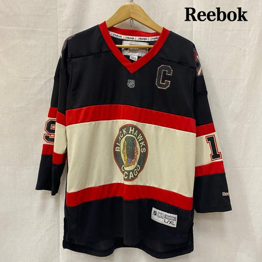 リーボック Reebok トップス トップス 90s black hawks ゲームシャツ アイスホッケー TOEWS 19 black×red YOUTH L - プリント 黒 / ブラック / black X 赤 / レッド / red メンズ USED 古着 中古 50147874