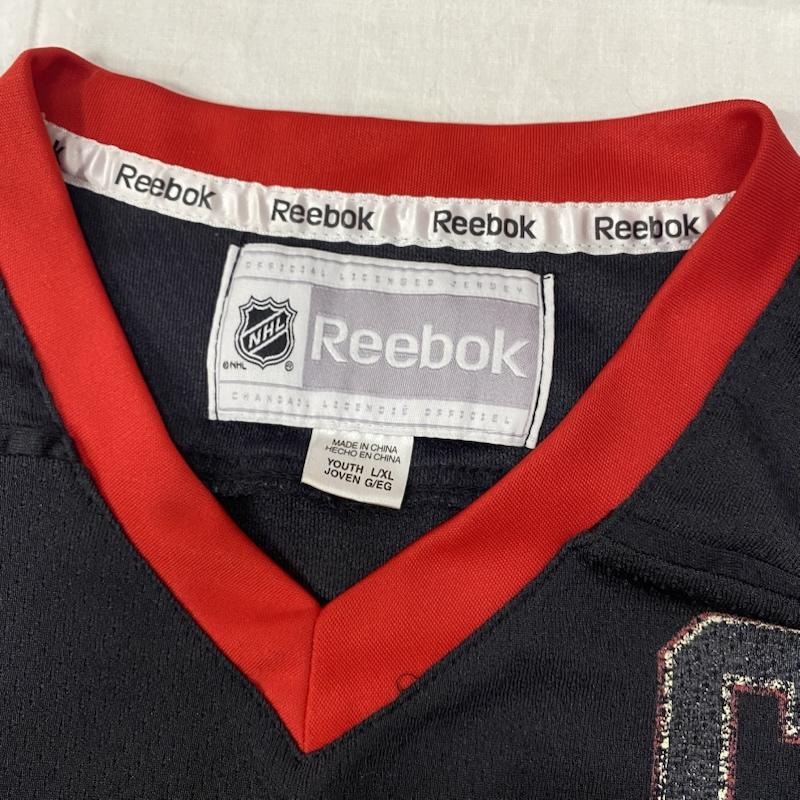 リーボック Reebok トップス トップス 90s black hawks ゲームシャツ アイスホッケー TOEWS 19 black×red YOUTH L - プリント 黒 / ブラック / black X 赤 / レッド / red メンズ USED 古着 中古 50147874
