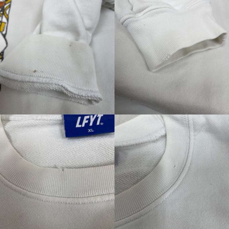ラファイエット Lafayette トレーナー 長袖 18周年限定 横浜 クルーネックスウェット プリント ダンサーファッション ストリート ヒップホップ ラッパー XL ロゴ、文字 X キャラクター X プリント 白 / ホワイト / white メンズ USED 古着 中古 50147878