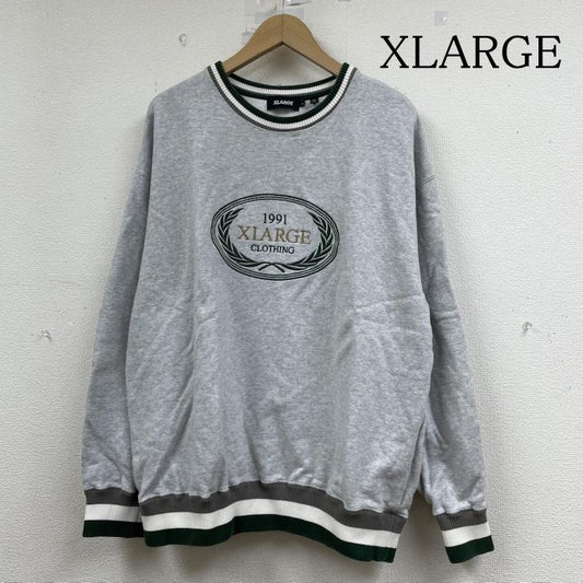 エクストララージ XLARGE トレーナー 長袖 21AW RIB LINE CREWNECK SWEAT 101213012003 長袖 トレーナー ロゴ 刺繍 L ロゴ、文字 X 刺繍 灰 / グレー / gray メンズ USED 古着 中古 50147880