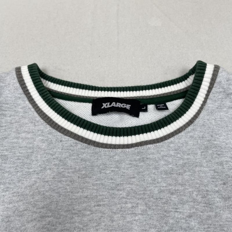エクストララージ XLARGE トレーナー 長袖 21AW RIB LINE CREWNECK SWEAT 101213012003 長袖 トレーナー ロゴ 刺繍 L ロゴ、文字 X 刺繍 灰 / グレー / gray メンズ USED 古着 中古 50147880