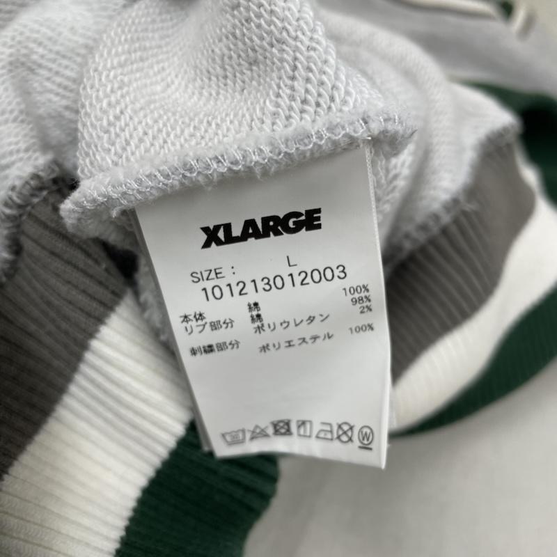 エクストララージ XLARGE トレーナー 長袖 21AW RIB LINE CREWNECK SWEAT 101213012003 長袖 トレーナー ロゴ 刺繍 L ロゴ、文字 X 刺繍 灰 / グレー / gray メンズ USED 古着 中古 50147880