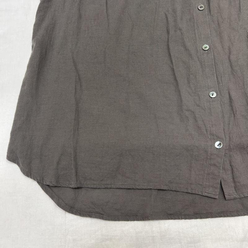 ミディウミ MidiUmi シャツ、ブラウス 長袖 ノーカラーシャツ フリル ギャザーデザイン チャコールグレー シェルボタン - 無地 チャコールグレー / チャコールグレー / レディース USED 古着 中古 50147912