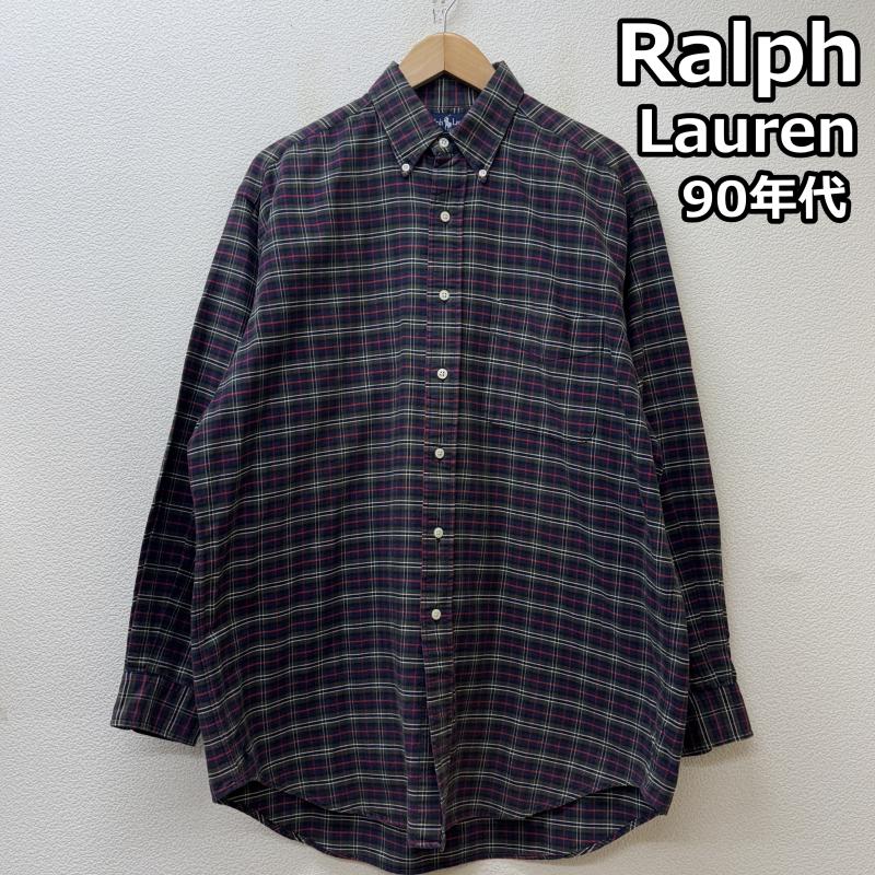 ラルフローレン RALPHLAUREN シャツ、ブラウス 長袖 The Big Oxford 90s ビッグ オックスフォード ボタンダウン チェック シャツ 裾ポニー 刺繍 ロゴ S チェック X ロゴ、文字 X 刺繍 マルチカラー / マルチカラー / multicolor メンズ USED 古着 中古 50147938