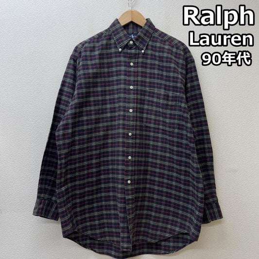 ラルフローレン RALPHLAUREN シャツ、ブラウス 長袖 The Big Oxford 90s ビッグ オックスフォード ボタンダウン チェック シャツ 裾ポニー 刺繍 ロゴ S チェック X ロゴ、文字 X 刺繍 マルチカラー / マルチカラー / multicolor メンズ USED 古着 中古 50147938