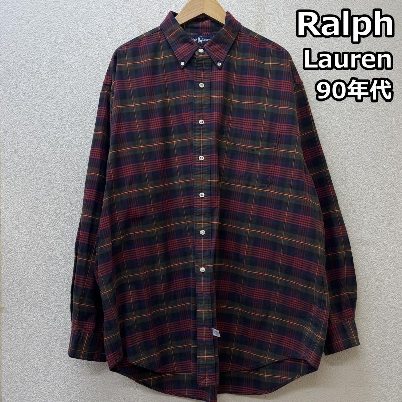 ラルフローレン RALPHLAUREN シャツ、ブラウス 長袖 The Big Oxford 90s ビッグ オックスフォード ボタンダウン チェック シャツ 裾ポニー 刺繍 ロゴ XL チェック X ロゴ、文字 X 刺繍 マルチカラー / マルチカラー / multicolor メンズ USED 古着 中古 50147939