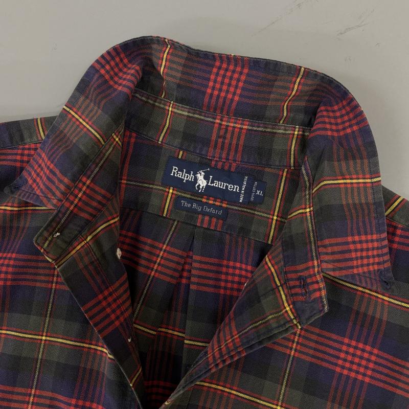 ラルフローレン RALPHLAUREN シャツ、ブラウス 長袖 The Big Oxford 90s ビッグ オックスフォード ボタンダウン チェック シャツ 裾ポニー 刺繍 ロゴ XL チェック X ロゴ、文字 X 刺繍 マルチカラー / マルチカラー / multicolor メンズ USED 古着 中古 50147939