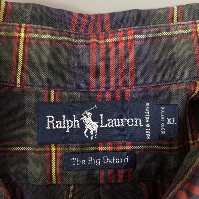 ラルフローレン RALPHLAUREN シャツ、ブラウス 長袖 The Big Oxford 90s ビッグ オックスフォード ボタンダウン チェック シャツ 裾ポニー 刺繍 ロゴ XL チェック X ロゴ、文字 X 刺繍 マルチカラー / マルチカラー / multicolor メンズ USED 古着 中古 50147939