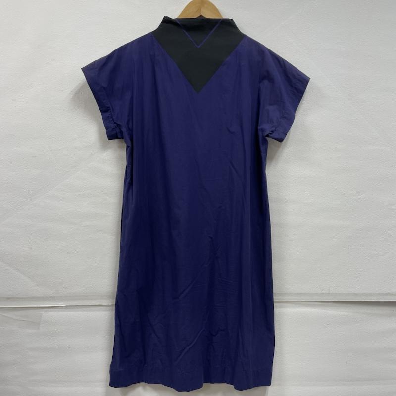 イッセイミヤケ ISSEY MIYAKE ワンピース ひざ丈スカート ツートーン ワンピ ドレス 半袖 コットン 2 紺 / ネイビー / navy X 黒 / ブラック / black レディース USED 古着 中古 50147958