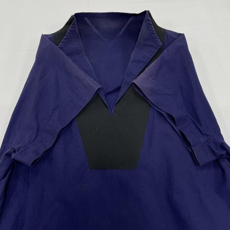 イッセイミヤケ ISSEY MIYAKE ワンピース ひざ丈スカート ツートーン ワンピ ドレス 半袖 コットン 2 紺 / ネイビー / navy X 黒 / ブラック / black レディース USED 古着 中古 50147958