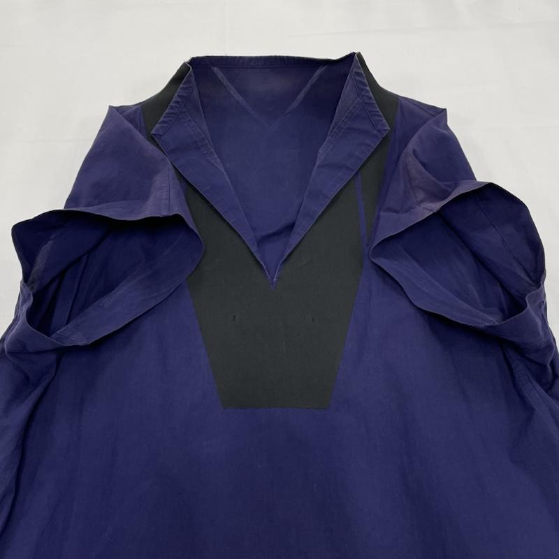 イッセイミヤケ ISSEY MIYAKE ワンピース ひざ丈スカート ツートーン ワンピ ドレス 半袖 コットン 2 紺 / ネイビー / navy X 黒 / ブラック / black レディース USED 古着 中古 50147958