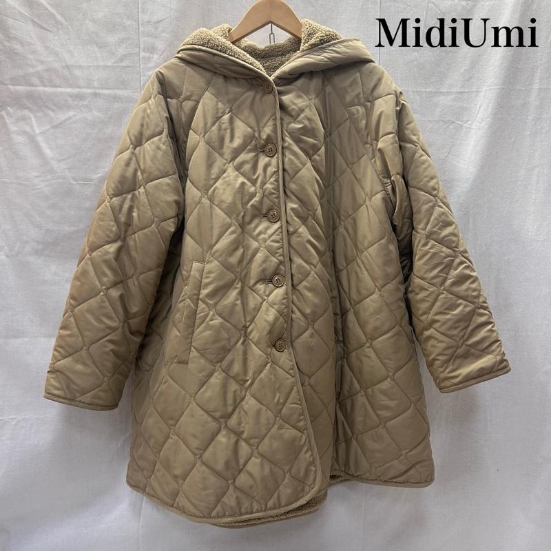 ミディウミ MidiUmi ジャケット、上着 ジャンパー、ブルゾン キルティングジャンバー キルティングジャケット 内側ボア フード付 リバーシブル - 無地 ベージュ / ベージュ / beige レディース USED 古着 中古 50147960