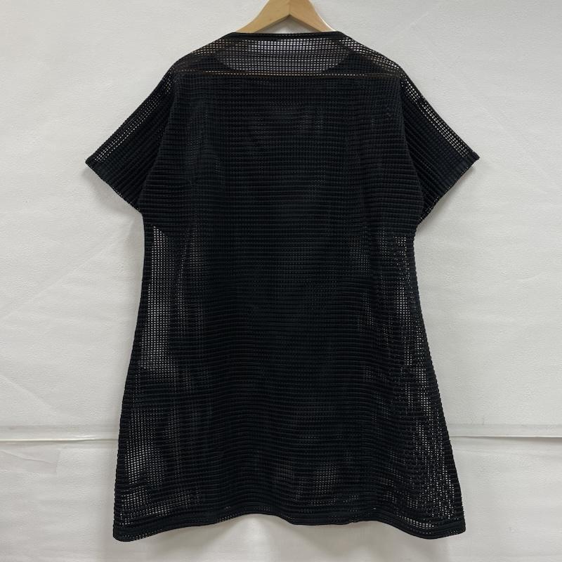 ミー イッセイミヤケ me ISSEY MIYAKE チュニック 半袖 メッシュ 半袖 チュニック ワンピース スリット レイヤード カットソー - 無地 黒 / ブラック / black レディース USED 古着 中古 50147962