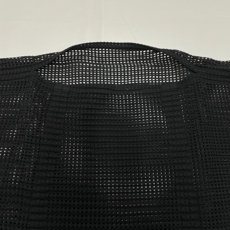 ミー イッセイミヤケ me ISSEY MIYAKE チュニック 半袖 メッシュ 半袖 チュニック ワンピース スリット レイヤード カットソー - 無地 黒 / ブラック / black レディース USED 古着 中古 50147962
