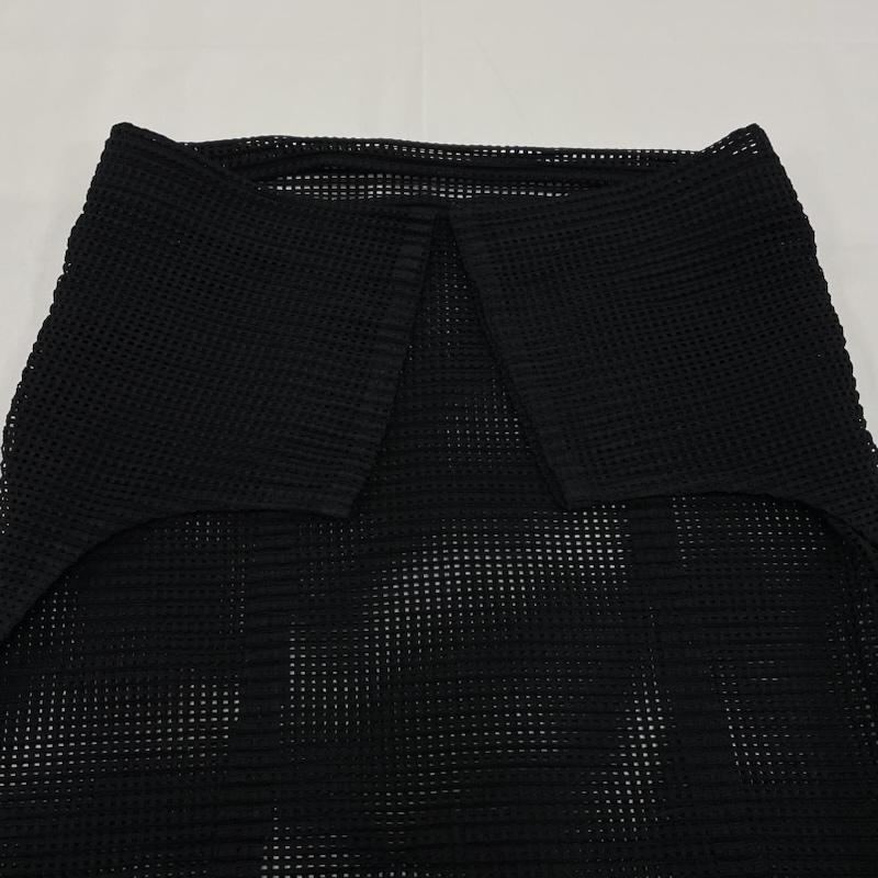 ミー イッセイミヤケ me ISSEY MIYAKE チュニック 半袖 メッシュ 半袖 チュニック ワンピース スリット レイヤード カットソー - 無地 黒 / ブラック / black レディース USED 古着 中古 50147962