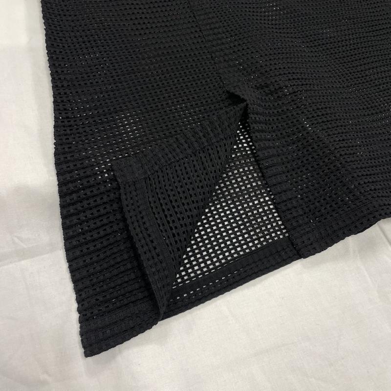 ミー イッセイミヤケ me ISSEY MIYAKE チュニック 半袖 メッシュ 半袖 チュニック ワンピース スリット レイヤード カットソー - 無地 黒 / ブラック / black レディース USED 古着 中古 50147962