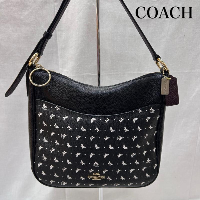コーチ COACH ショルダーバッグ ショルダーバッグ バタフライプリント 斜め掛け レザーバッグ ブラック - 総柄 黒 / ブラック / black レディース USED 古着 中古 50148001