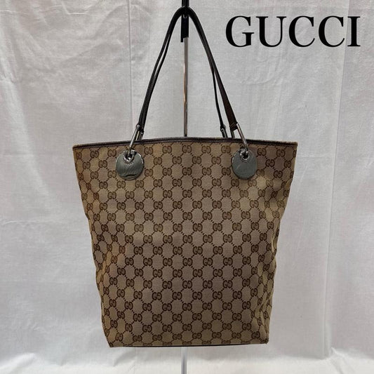 グッチ GUCCI トートバッグ トートバッグ GGキャンバス レザー ブラウン 120836 002053 - 総柄 茶 / ブラウン / brown X ベージュ / ベージュ / beige レディース USED 古着 中古 50148002