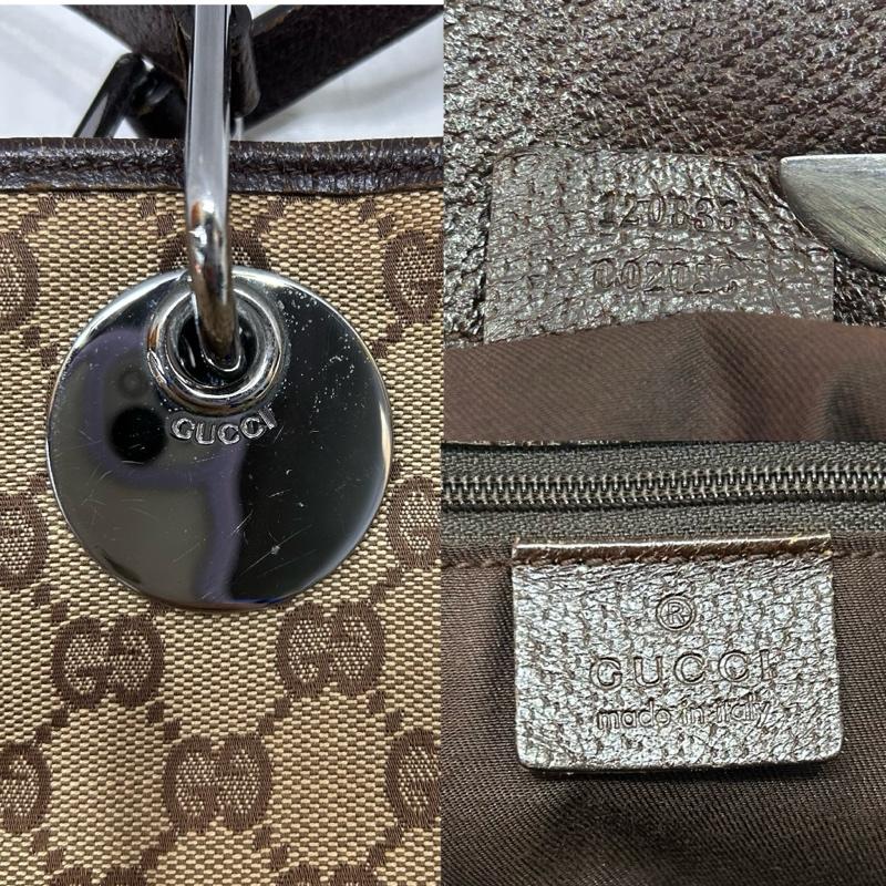 グッチ GUCCI トートバッグ トートバッグ GGキャンバス レザー ブラウン 120836 002053 - 総柄 茶 / ブラウン / brown X ベージュ / ベージュ / beige レディース USED 古着 中古 50148002