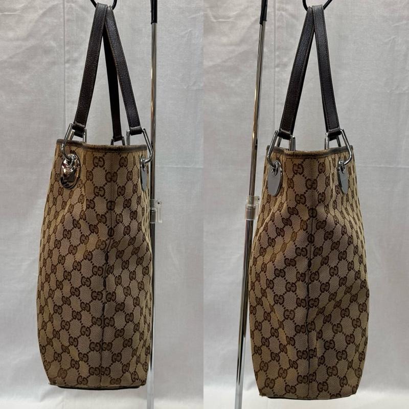 グッチ GUCCI トートバッグ トートバッグ GGキャンバス レザー ブラウン 120836 002053 - 総柄 茶 / ブラウン / brown X ベージュ / ベージュ / beige レディース USED 古着 中古 50148002