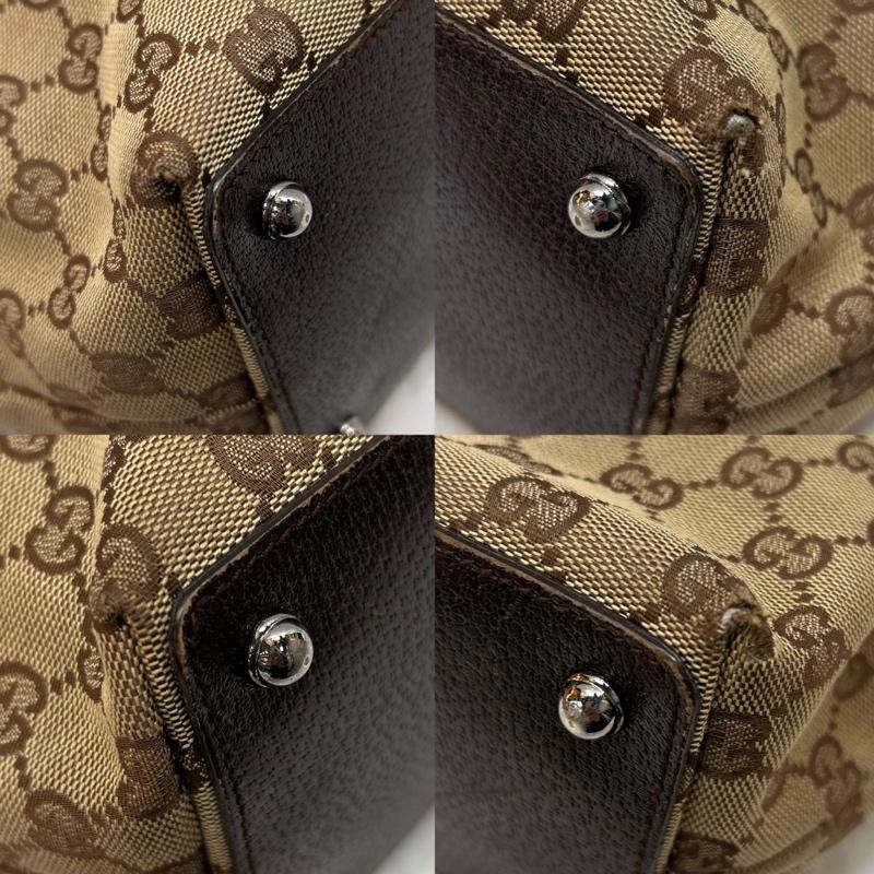 グッチ GUCCI トートバッグ トートバッグ GGキャンバス レザー ブラウン 120836 002053 - 総柄 茶 / ブラウン / brown X ベージュ / ベージュ / beige レディース USED 古着 中古 50148002