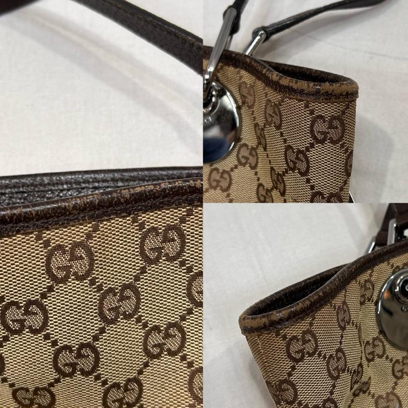 グッチ GUCCI トートバッグ トートバッグ GGキャンバス レザー ブラウン 120836 002053 - 総柄 茶 / ブラウン / brown X ベージュ / ベージュ / beige レディース USED 古着 中古 50148002