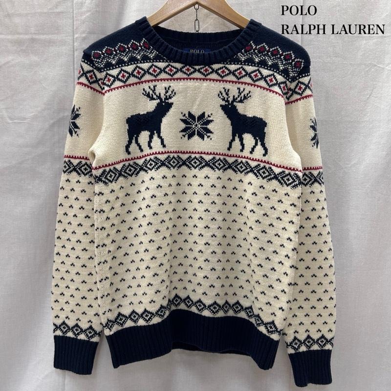 ポロラルフローレン POLO RALPH LAUREN ニット、セーター 長袖 ノルディック柄 スノーフレーク 鹿 バンビ ホワイト ネイビー Lサイズ L ノルディック柄 白 / ホワイト / white X 紺 / ネイビー / navy X 赤 / レッド / red メンズ USED 古着 中古 50148007