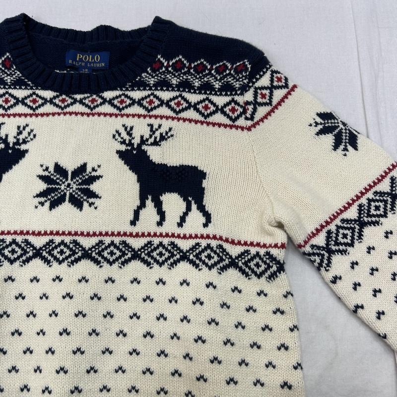 ポロラルフローレン POLO RALPH LAUREN ニット、セーター 長袖 ノルディック柄 スノーフレーク 鹿 バンビ ホワイト ネイビー Lサイズ L ノルディック柄 白 / ホワイト / white X 紺 / ネイビー / navy X 赤 / レッド / red メンズ USED 古着 中古 50148007