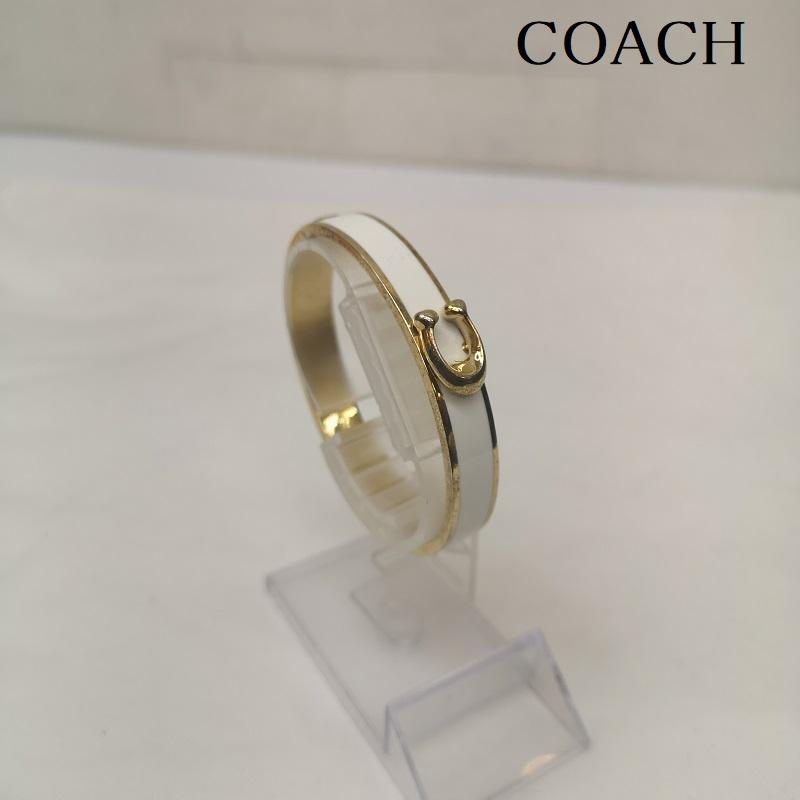 コーチ COACH アクセサリー ブレスレット、バングル C ロゴ バングル ブレスレット - 白 / ホワイト / white X 金 / ゴールド / gold color レディース USED 古着 中古 50148043