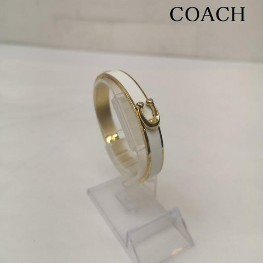 コーチ COACH アクセサリー ブレスレット、バングル C ロゴ バングル ブレスレット - 白 / ホワイト / white X 金 / ゴールド / gold color レディース USED 古着 中古 50148043