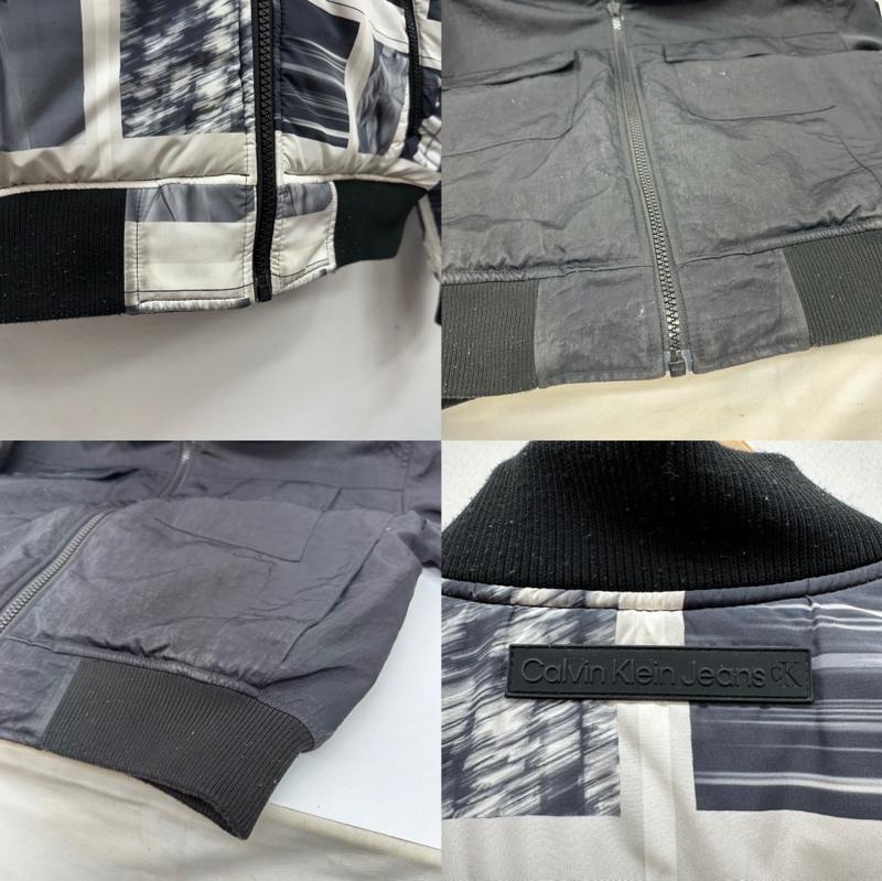 カルヴァン クライン ジーンズ Calvin Klein Jeans ジャケット、上着 ジャンパー、ブルゾン リバーシブル オール オーバー グラフィック ボンバー ジャケット ロゴ パッチ J321908 S 黒 / ブラック / black メンズ USED 古着 中古 50148068