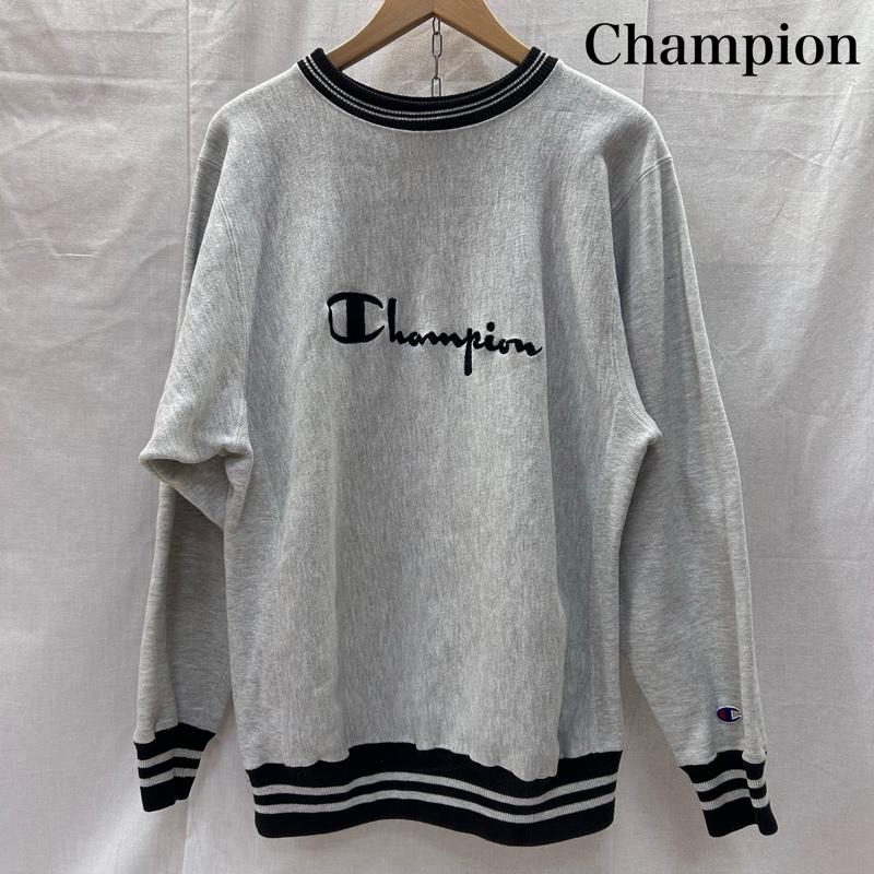 チャンピオン Champion トレーナー 長袖 リバースウィーブ 90s ロゴ刺繍 LARGE Lサイズ グレー L ロゴ、文字 灰 / グレー / gray メンズ USED 古着 中古 50148097