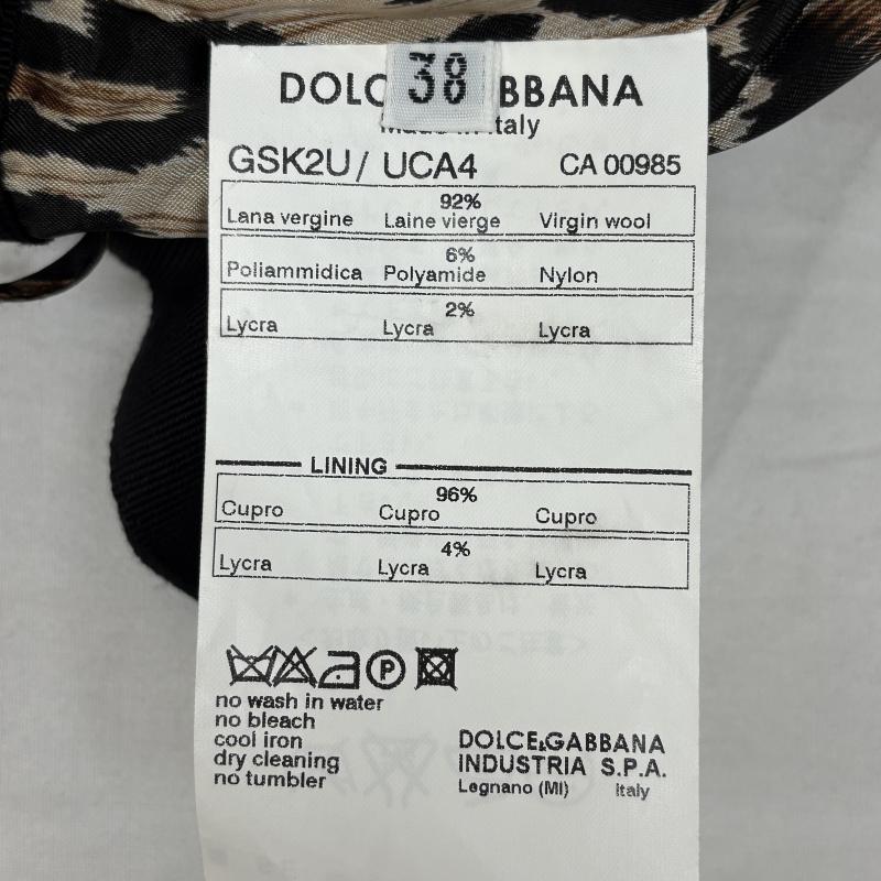 ドルチェアンドガッバーナ DOLCE&GABBANA スカート ミニスカート イタリア製 ジップデザイン ウール 台形 ミニ スカート 裏地レオパード GSK2U UCA4 38 黒 / ブラック / black レディース USED 古着 中古 50148136