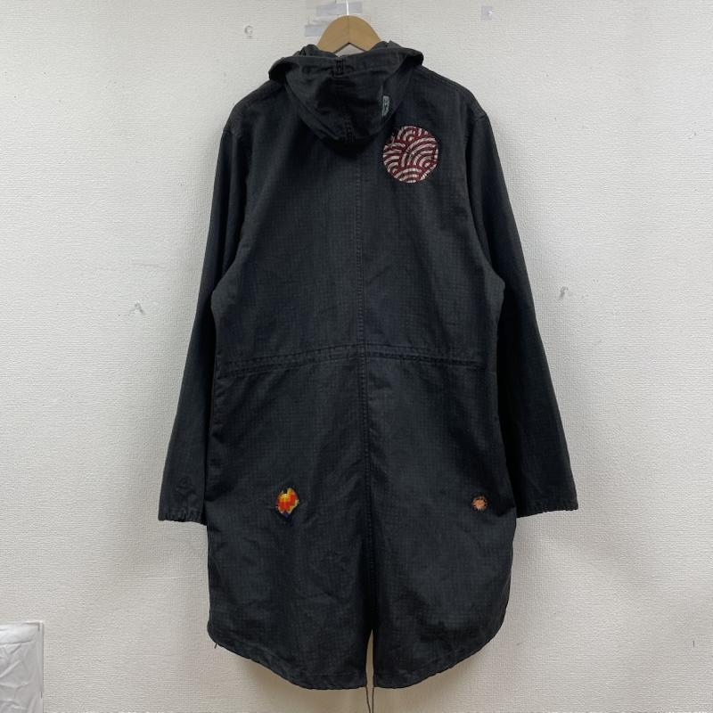 アトリエアンドリペアーズ ATEＬIER＆REPAIRS コート コート一般 コート ロング ジャケット 隠しボタン フーディ― 刺繍 再構築 M  X 刺繍 ダークグレー / ダークグレー / メンズ USED 古着 中古 50148144