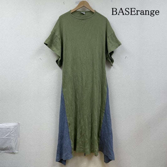 ベースラウンジ BASErange ワンピース ロングスカート ワンピース ロング丈 5分袖 リブ コットン 21AW CLAIR DRESS マキシ 大きめ XS 無地 水色 / ライトブルー / X 薄緑 / ライトグリーン / レディース USED 古着 中古 50148182