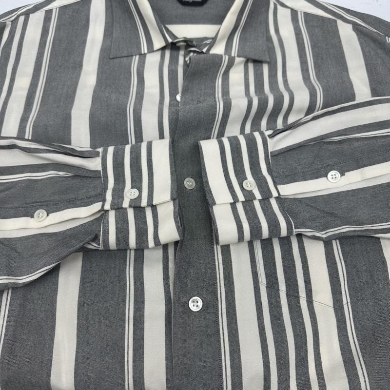 アンユーズド UNUSED シャツ、ブラウス 長袖 SILK COTTON SH シルク 混 ストライプ シャツ US1608 3 灰 / グレー / gray メンズ USED 古着 中古 50148198