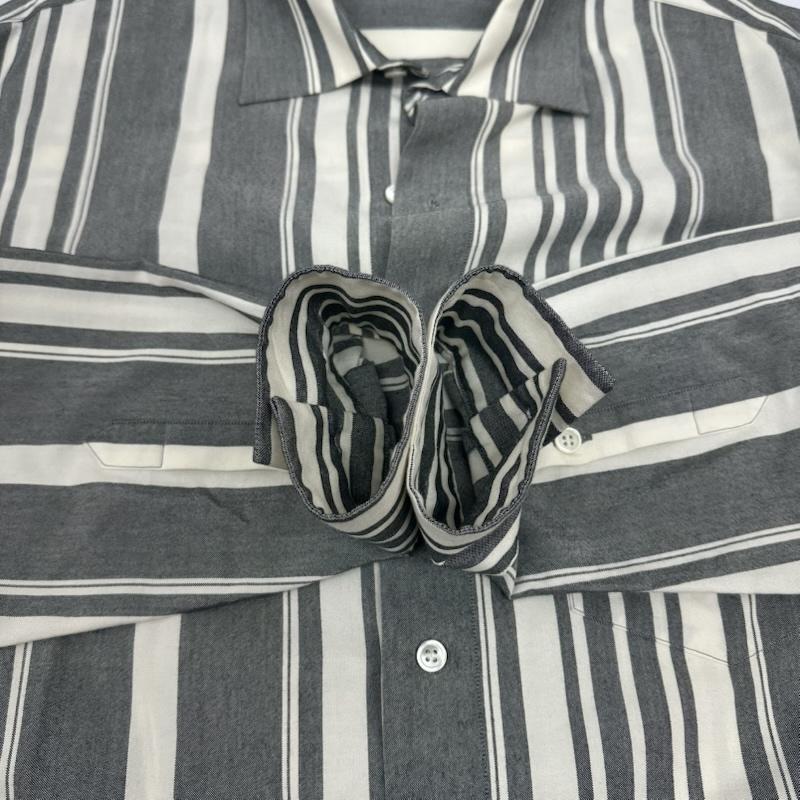 アンユーズド UNUSED シャツ、ブラウス 長袖 SILK COTTON SH シルク 混 ストライプ シャツ US1608 3 灰 / グレー / gray メンズ USED 古着 中古 50148198