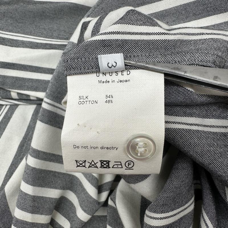 アンユーズド UNUSED シャツ、ブラウス 長袖 SILK COTTON SH シルク 混 ストライプ シャツ US1608 3 灰 / グレー / gray メンズ USED 古着 中古 50148198