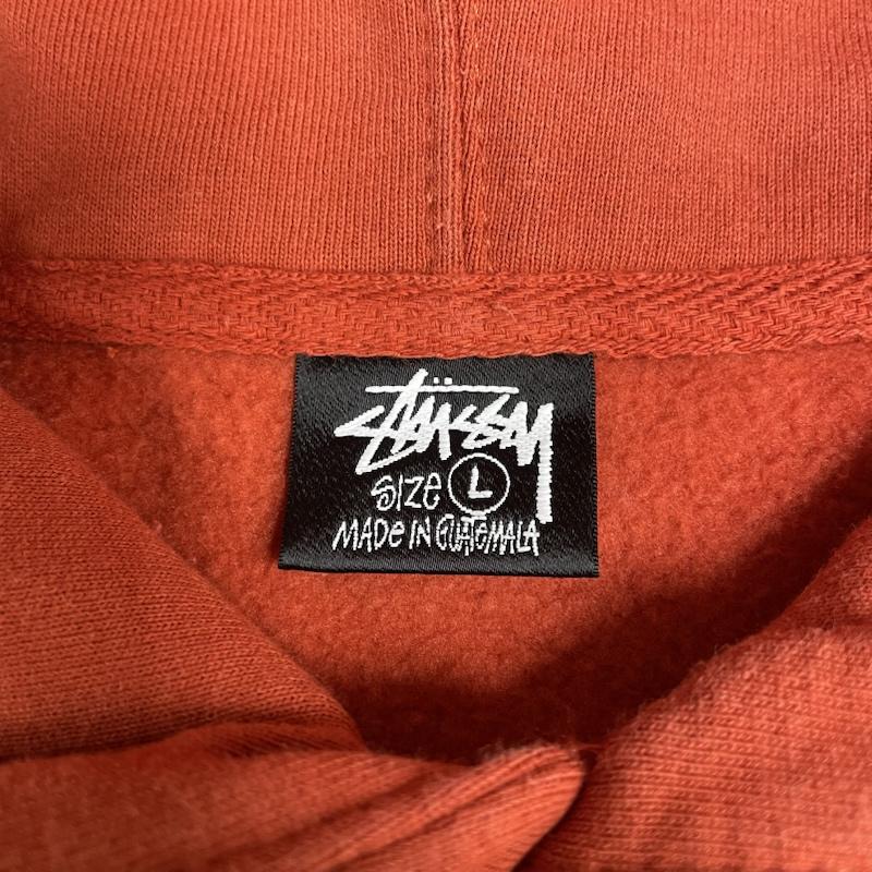 ステューシー STUSSY パーカー 長袖 BASIC STUSSY HOODIE 長袖 ロゴ プリント パーカー スウェット フーディ― 1924649 L ロゴ、文字 X プリント 橙 / オレンジ / orange メンズ USED 古着 中古 50148202