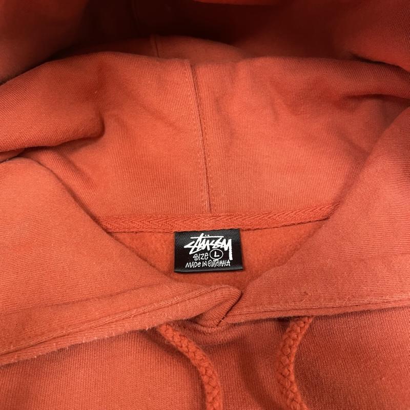 ステューシー STUSSY パーカー 長袖 BASIC STUSSY HOODIE 長袖 ロゴ プリント パーカー スウェット フーディ― 1924649 L ロゴ、文字 X プリント 橙 / オレンジ / orange メンズ USED 古着 中古 50148202