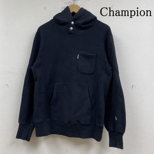 チャンピオン Champion パーカー 長袖 REVERSE WAVE 長袖 スウェット スナップボタン プルオーバー パーカー c8-g106 M 無地 黒 / ブラック / black メンズ USED 古着 中古 50148206