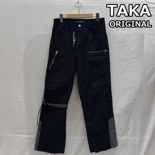 古着 USED ボトムス ボトムス TAKA ORIGINAL タカオリジナル 裾ジップ ジップデザイン パネル切替し ロゴ プリント ワーク パンツ M メンズ USED 古着 中古 50148278